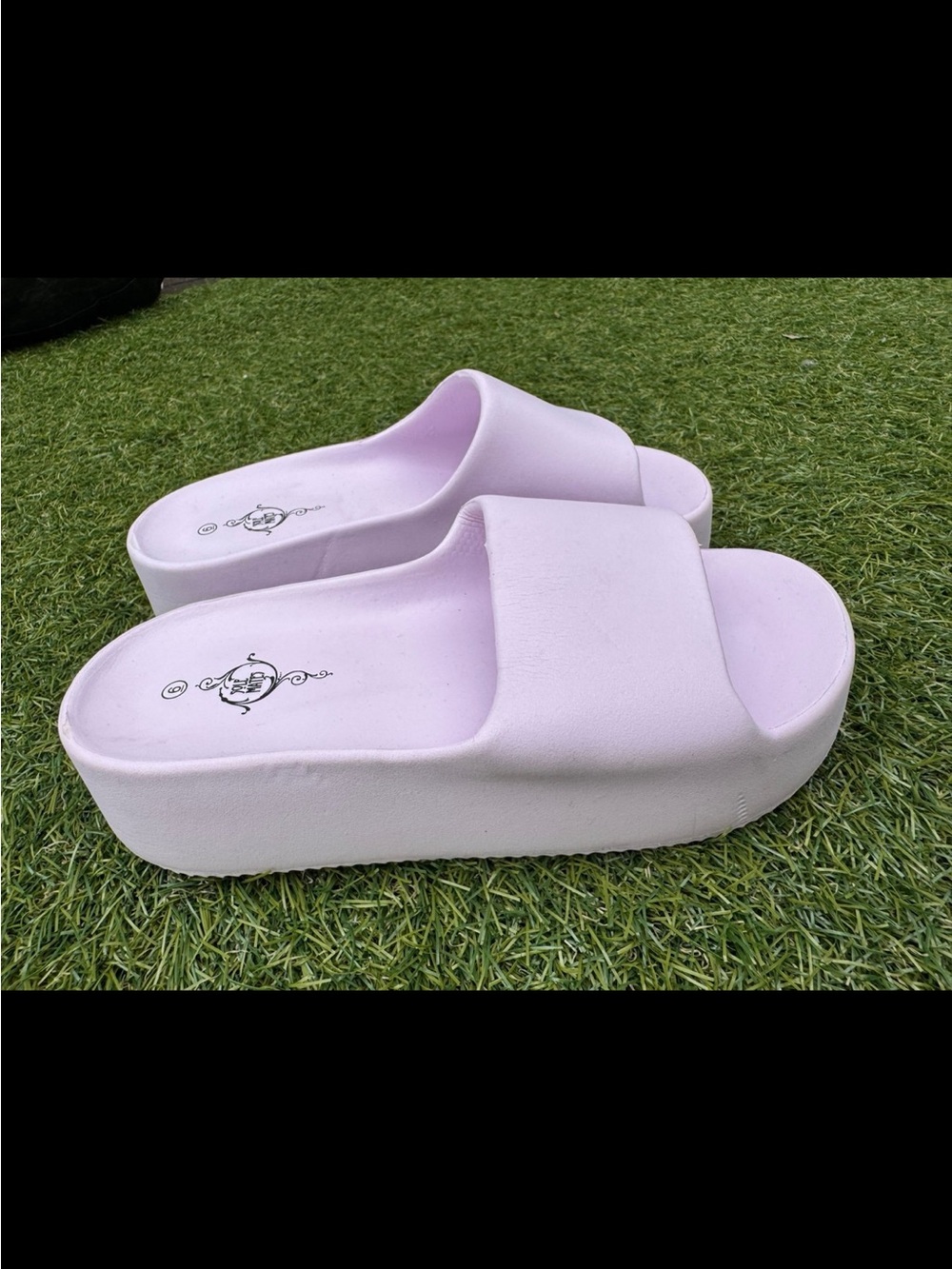 Platform Slide Sandals in Light Lavender - Women's Comfort Slides
